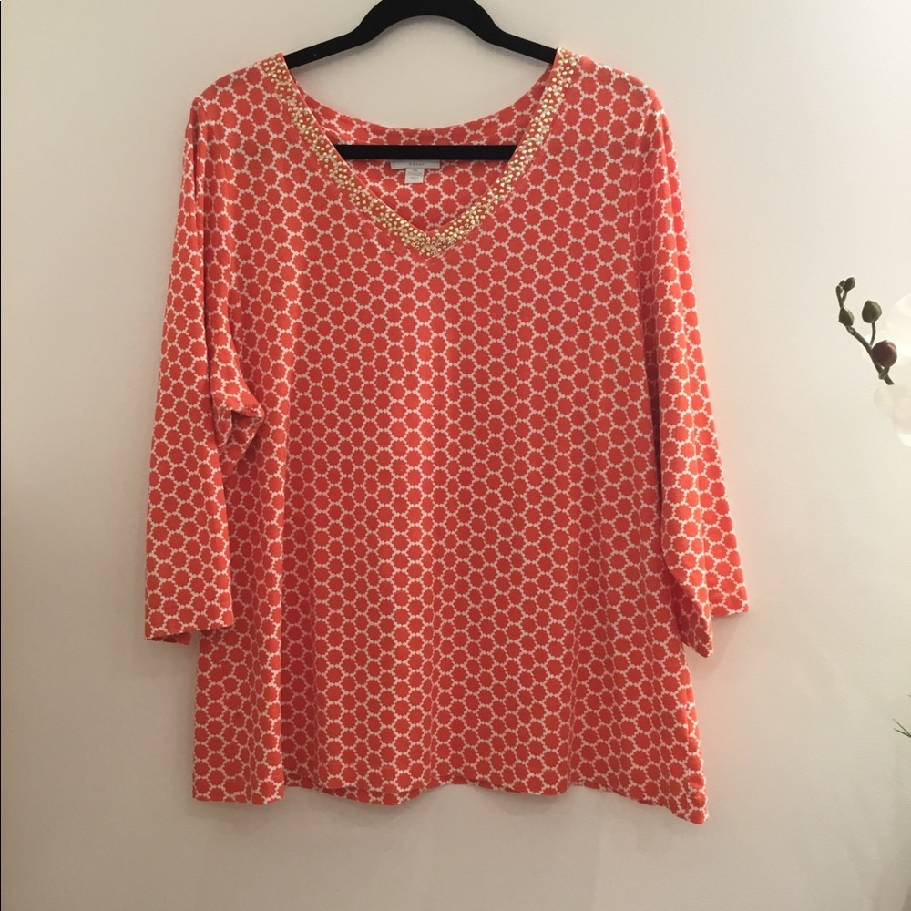 Charter Club V-neck Embellished Top 2X